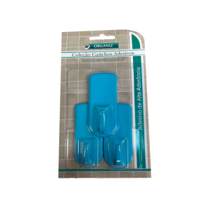 COLECAO GANCHOS ADESIVOS 3PCS PLASTICO RET